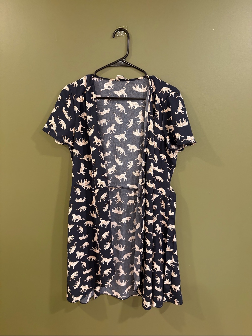 Womens Navy jaguar Print Short-Sleeve Dress